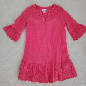 Vineyard Vines Paradise Pink Flutter Sleeve Linen Blend Dress Size 10